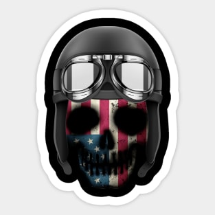 Skull american flag on a biker helmet Sticker